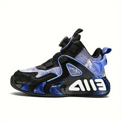 Boy's Rotating Buckle Basketball Shoes Non Slip Sneakers