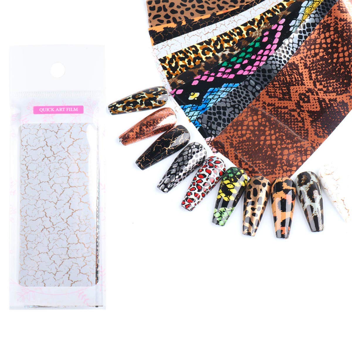 10 Sheets Leopard Nail Foils For Nail Art Decoration