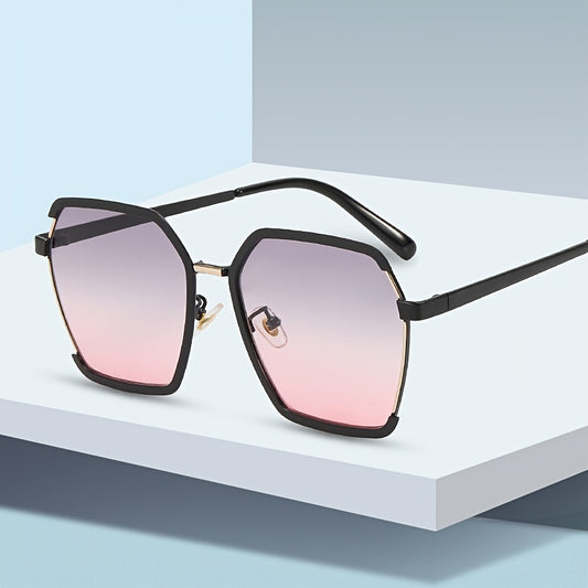 Multicolor Half Frame Gradient Sunglasses UV Protection Vintage Metal Goggles