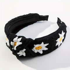 Knitted Sunflower Pattern Headband for Women Girls