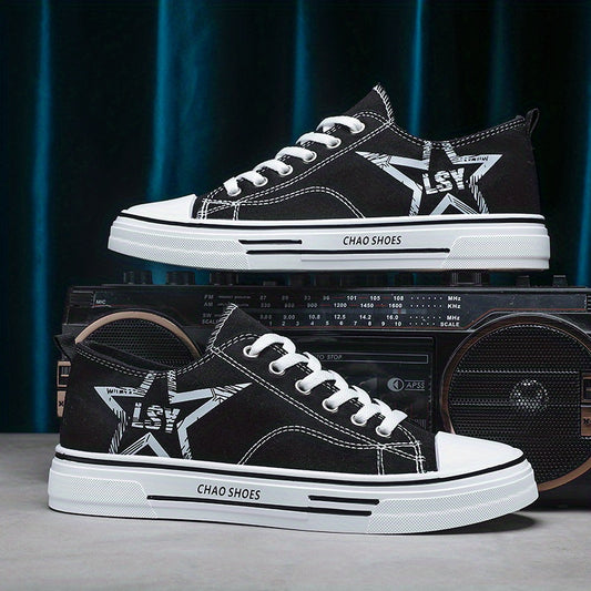 Men's Star Print Canvas Low Top Sneaker