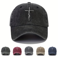 Vintage Distressed Baseball Cap With Faith Letter Sun Print