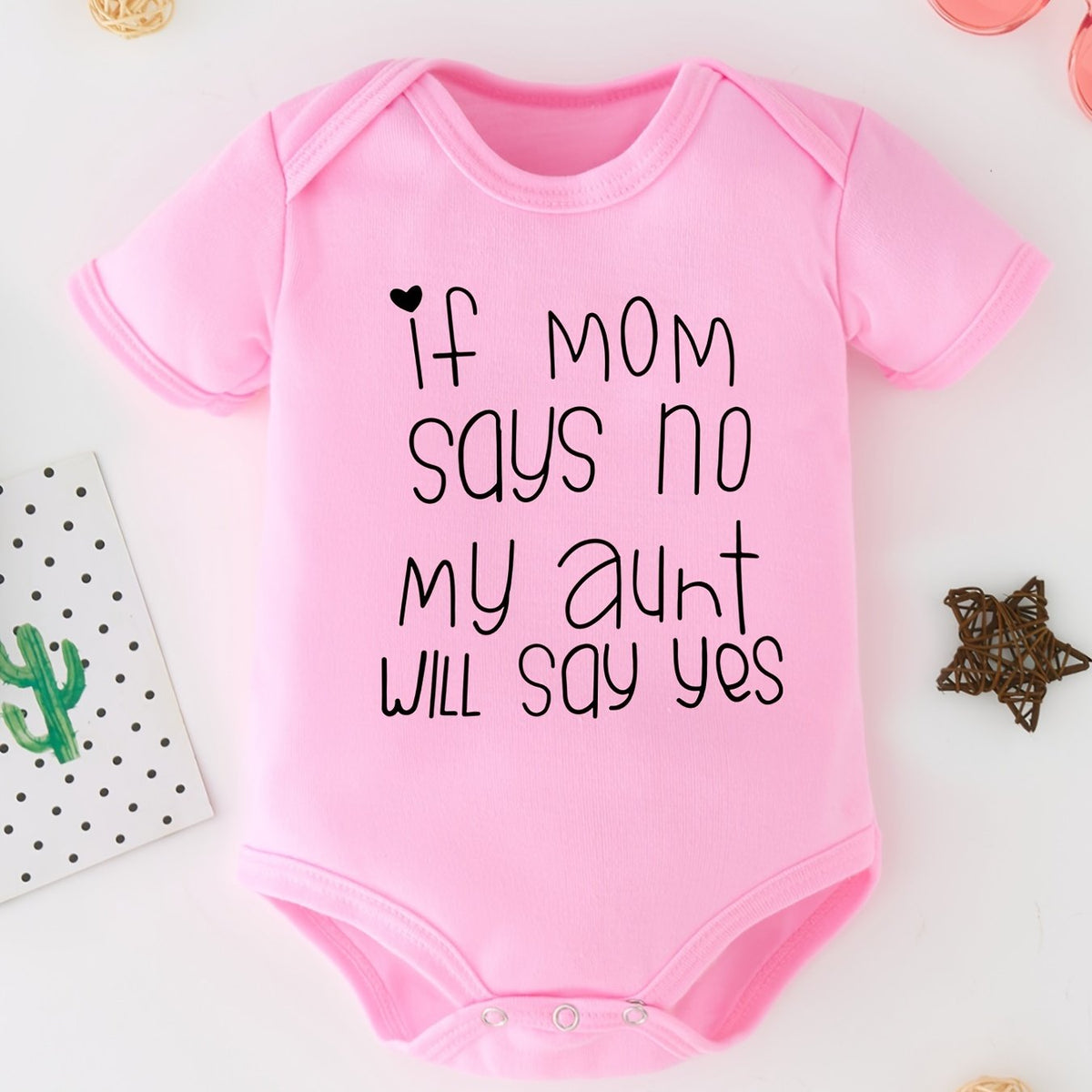 Newborn Short Sleeve Romper Letter Graphic Bodysuit