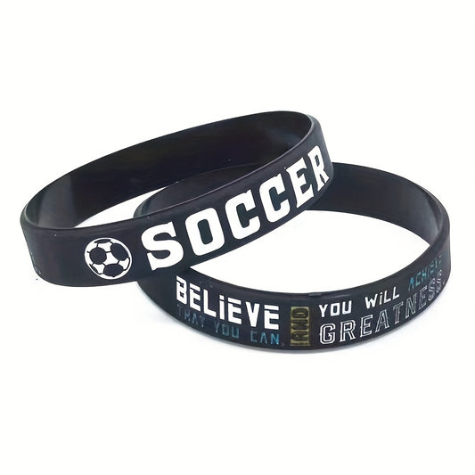 Soccer Football Believe You Can Victory Rubber Bracelet Wristband