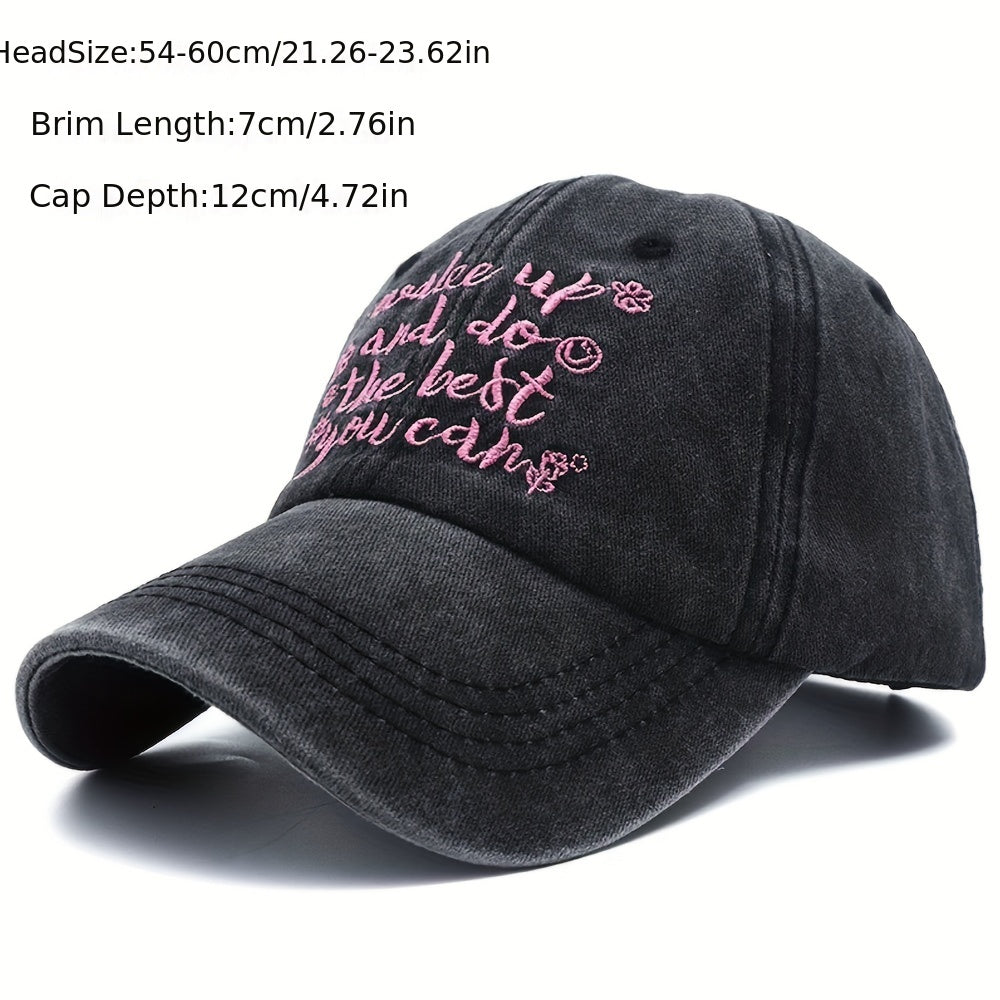 Vintage Letter Embroidered Baseball Cap Washed Distressed Dad Hat