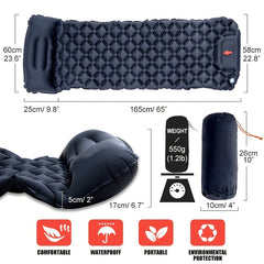 Ultralight Inflatable Camping Pad Mattress with Pillows & Inflator Pump