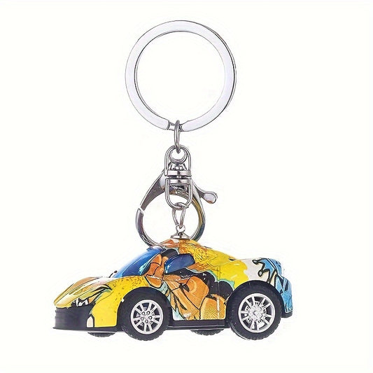 Graffiti Car Pendant Keychain Creative Decoration For Car Keys Backpacks Wallets