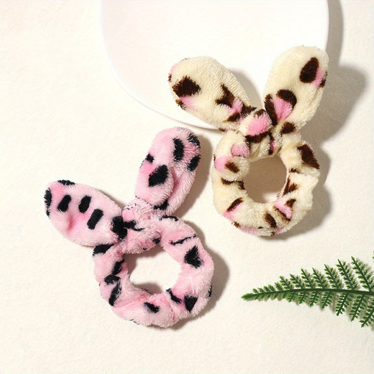 Y2K Plush Leopard Hair Band for Women