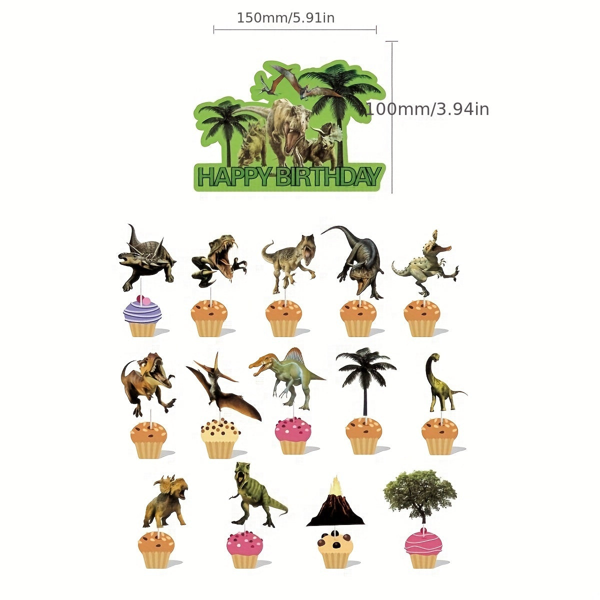 46pcs Dinosaur Birthday Party Decorations Cake Topper, Balloons for Kids