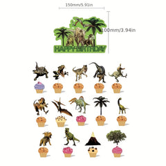 46pcs Dinosaur Birthday Party Decorations Cake Topper, Balloons for Kids
