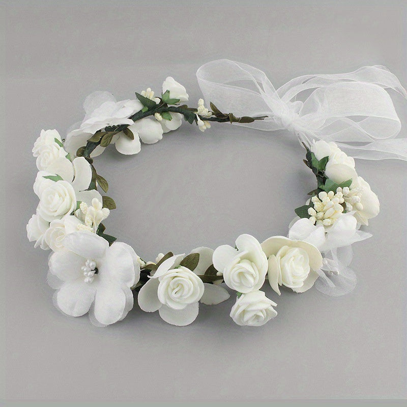 Fabric Garland Headwear Lace Flower Headband Summer Beach Headdress