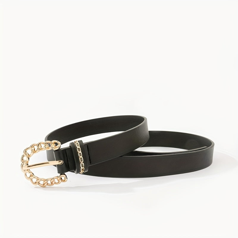 Braided Hollow Out Buckle Belt PU Leather Thin Belt Casual Pants Belt