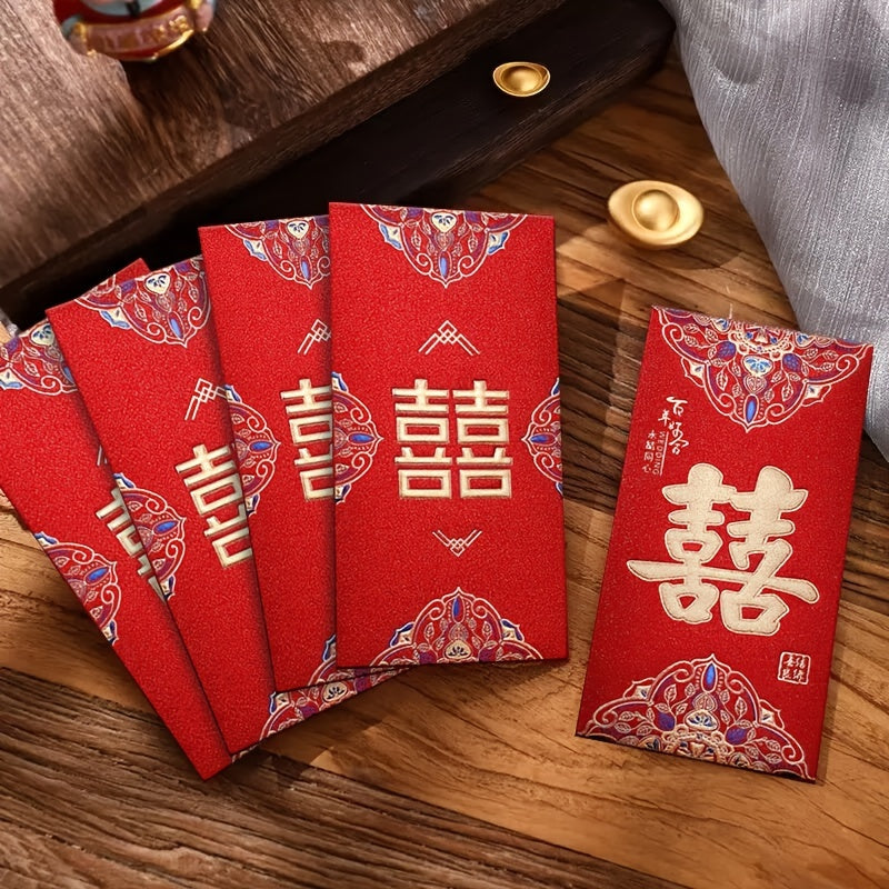 6pcs Lucky Red Envelopes Chinese Wedding Packets
