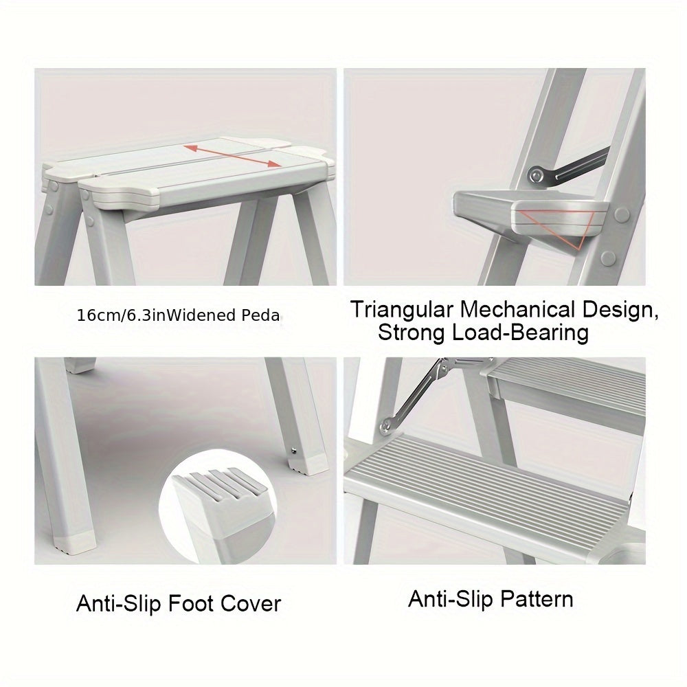 1pc Folding 2 Step Stool Small Aluminum 2 Step Ladder 69KG