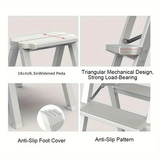 1pc Folding 2 Step Stool Small Aluminum 2 Step Ladder 69KG