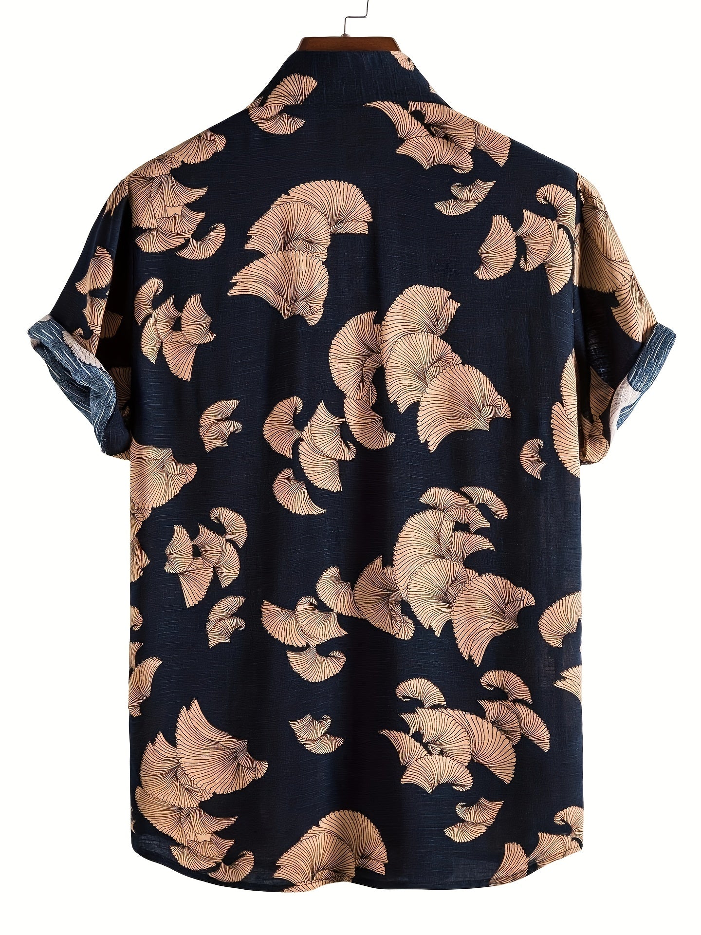 Men's Leaf Print Hawaiian Shirt for Daily Wear and Vacation