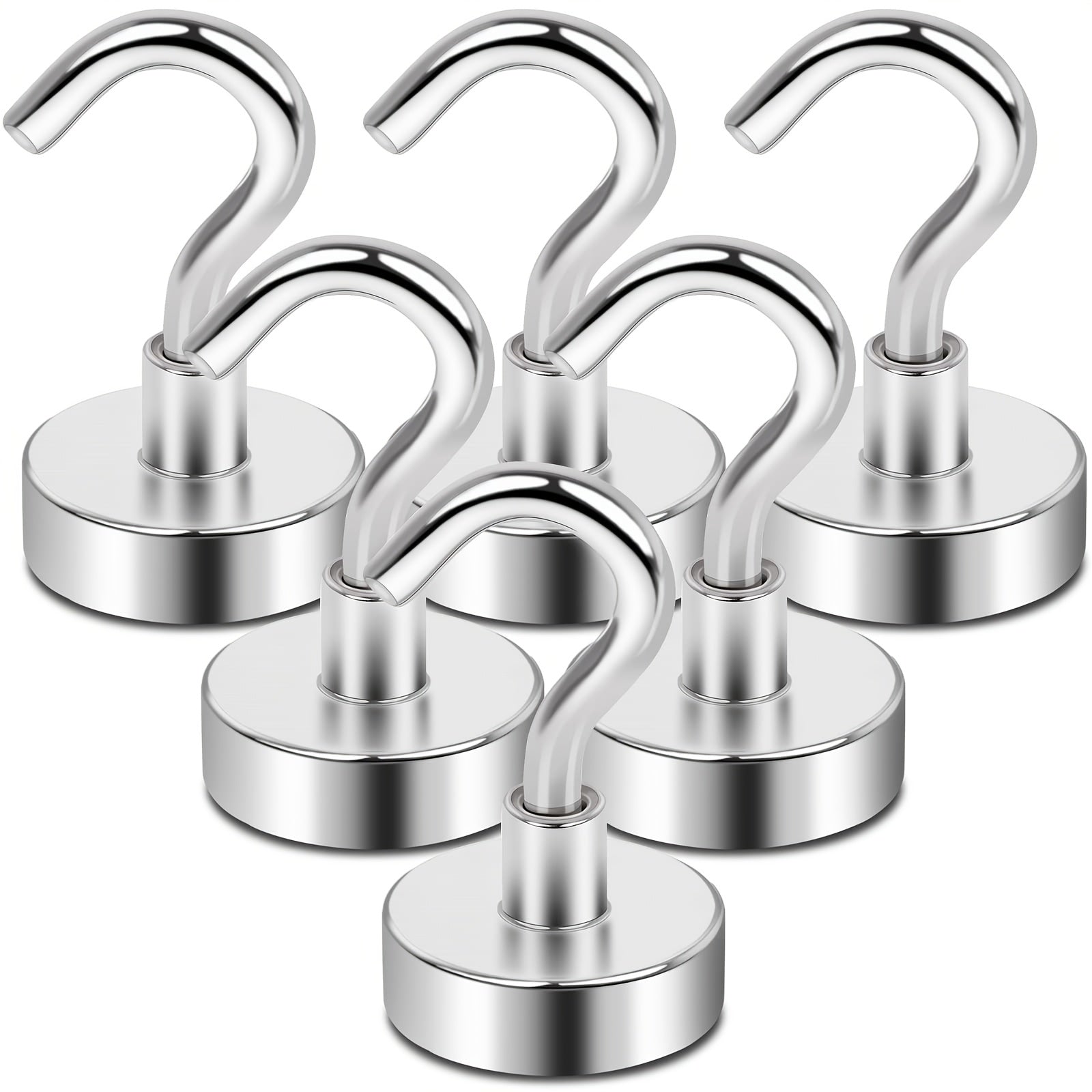 6pcs Neodymium Magnetic Hooks 25Lbs Heavy Duty Refrigerator Hook