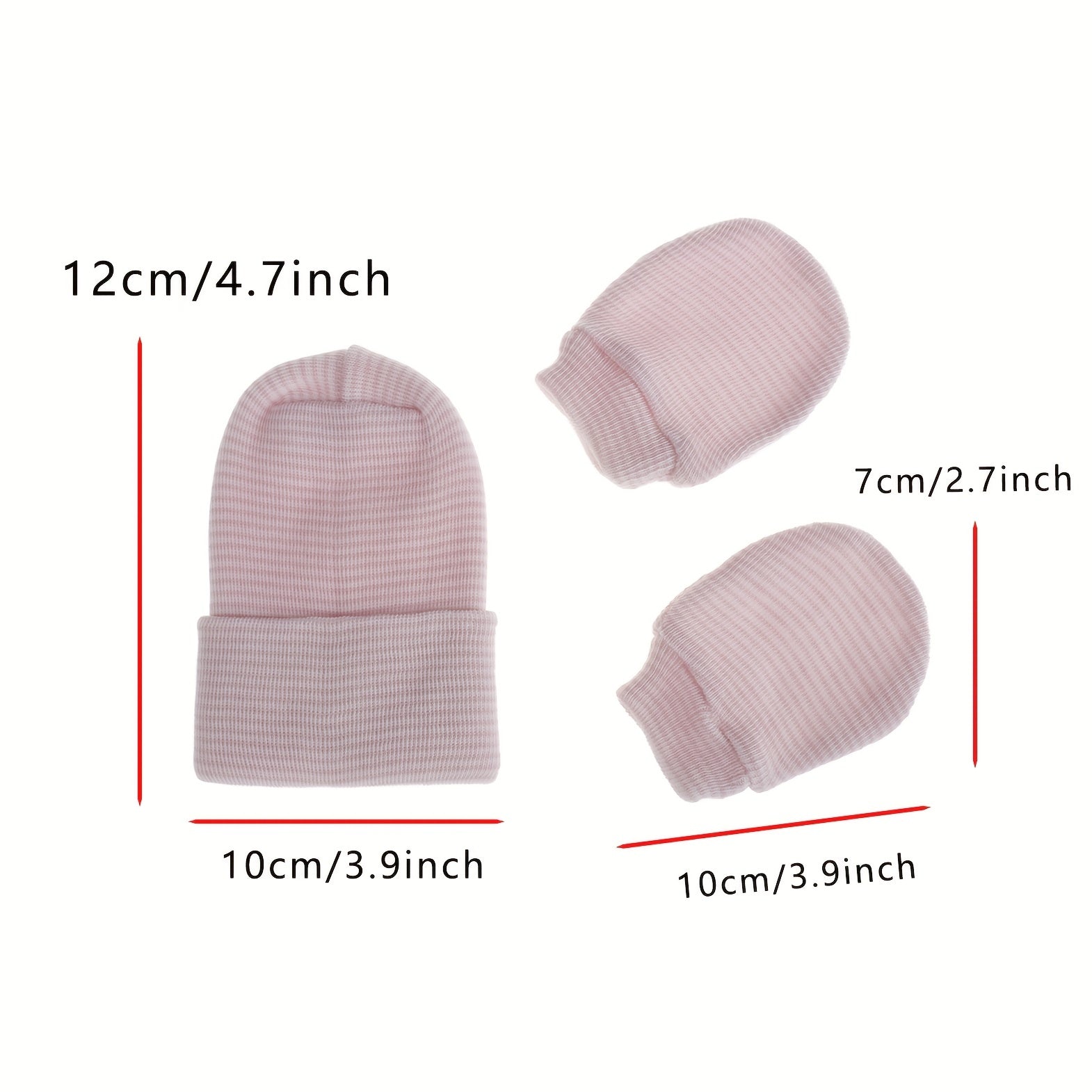 Baby Double Layer Thickened Fetal Cap Newborn Striped Gloves Hat Set