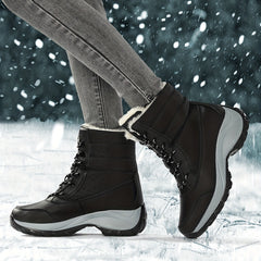 Women's Platform Snow Boots Lace Up Plush Lined Outdoor Boots