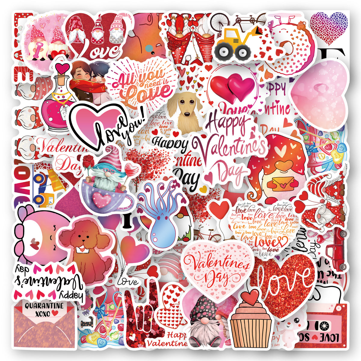 50 Romantic Vinyl Stickers Waterproof for Laptops Water Bottles