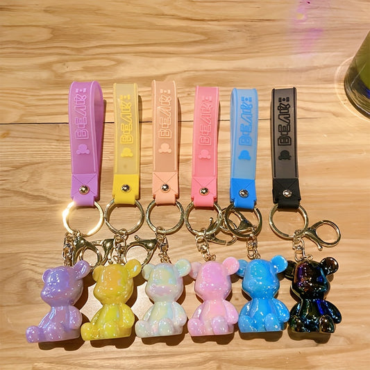 Rainbow Bear Keychain Colorful Bag Charm Car Keys Backpack Decoration
