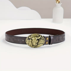 Hardware Embossed Leather Belt Retro Casual Belt For Men