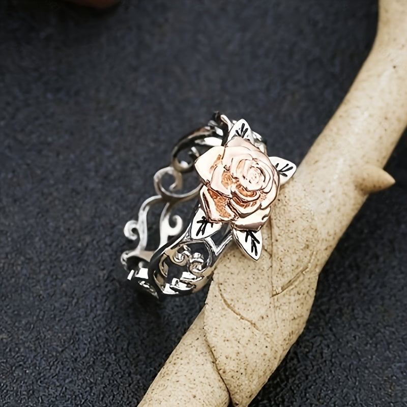 Rose Flower Ring Vintage Style Engagement Ring