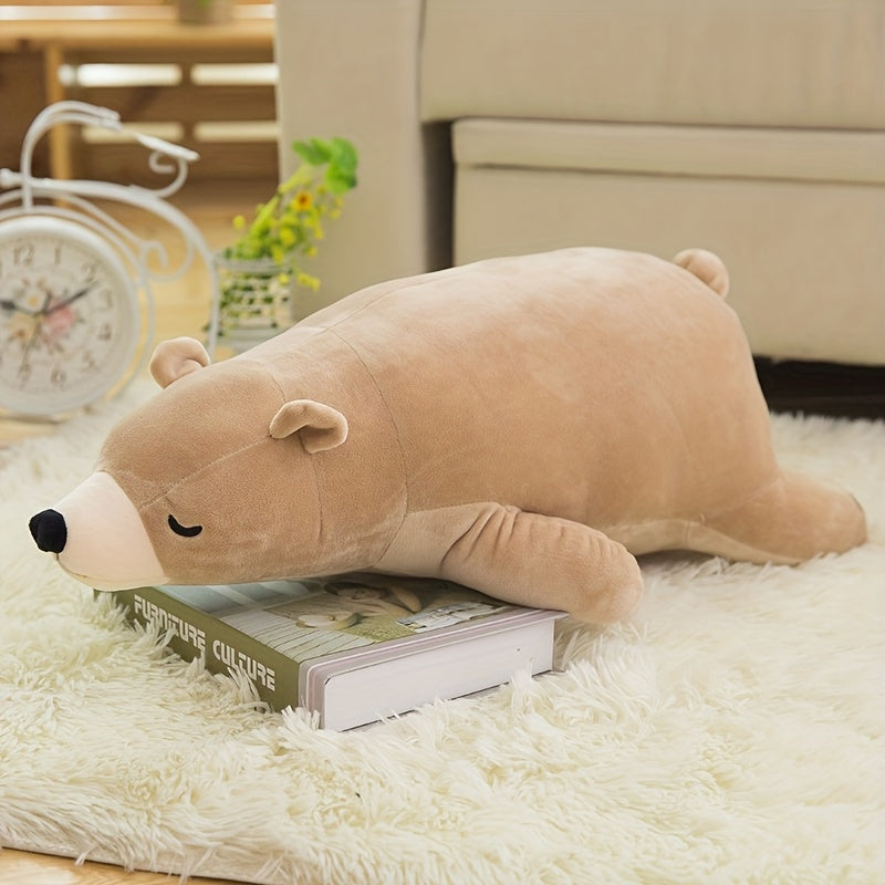 Cute Polar Bear Plush Toy Soft Polyester Sleeping Bear Gift for Family & Friends