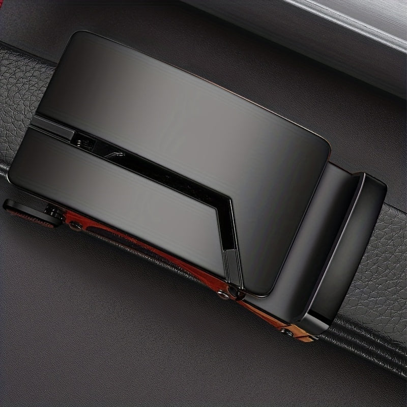 Men's Formal Leather Belt with Automatic Buckle