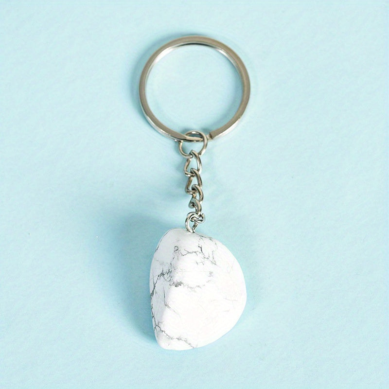 Natural Stone Healing Crystal Agate Keychain Pendant Bag Buckle Key Chain
