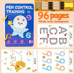 Educational Handwriting Practice Copybook with Colorful Alphabet & Shapes