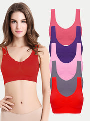 5pcs Pleats Wireless Vest Bralettes Backless Everyday Intimates Bra