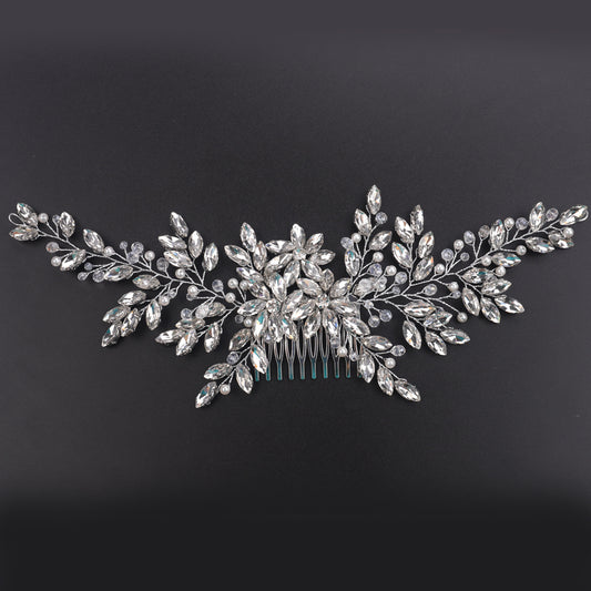 Vintage Rhinestones Hair Comb Shinny Pearl Crystal Bridal Headpiece