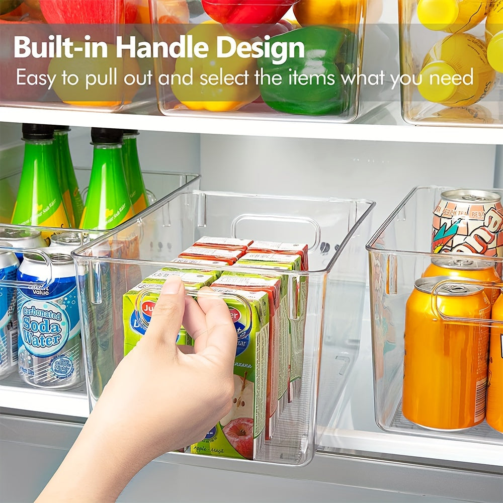 6pcs Set Storage Box Transparent Refrigerator Storage Bin With Handle