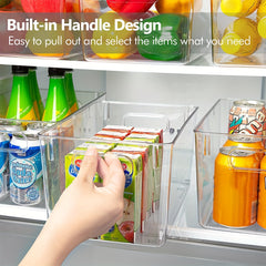 6pcs Set Storage Box Transparent Refrigerator Storage Bin With Handle
