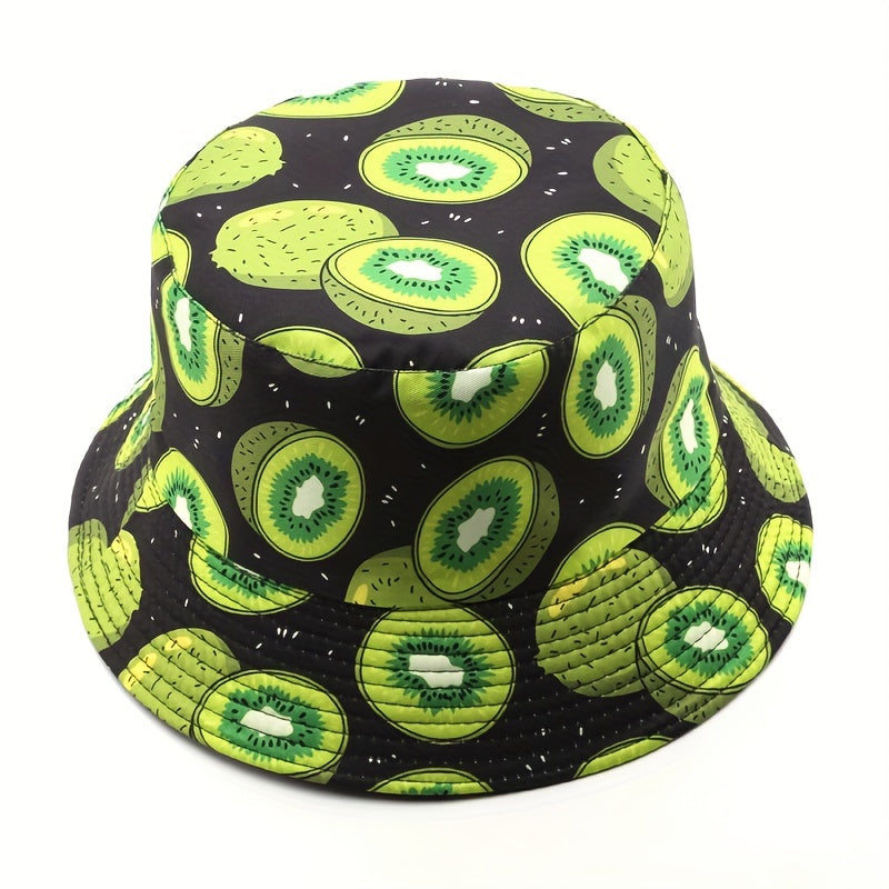 Men's Sunscreen Sunshade Sun Hat Fruit Pattern Print Double-sided Bucket Hat