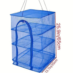 4-Layer Foldable Food Dehydrator with Zip Opening Hanging Nylon Net