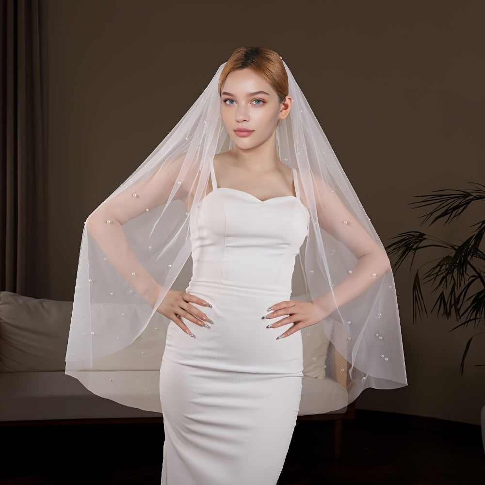 1 Meter Long Wedding Veil with Hair Comb Sheer Tulle Bridal Accessory