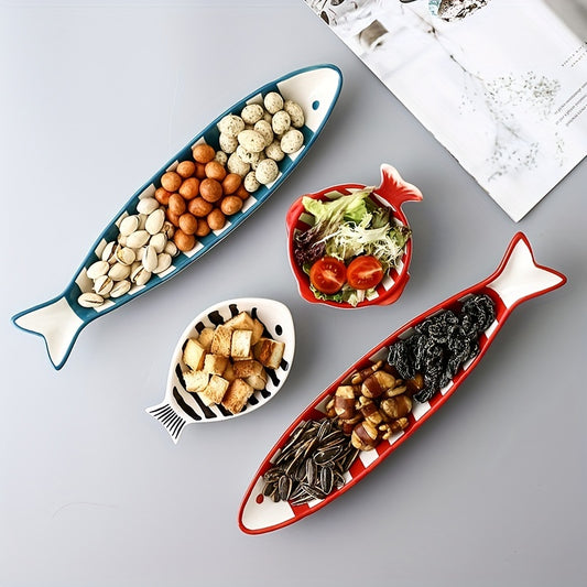 Ceramic Fish Snack Dish Hand Printed Seasoning Plate Creative Sushi Plate