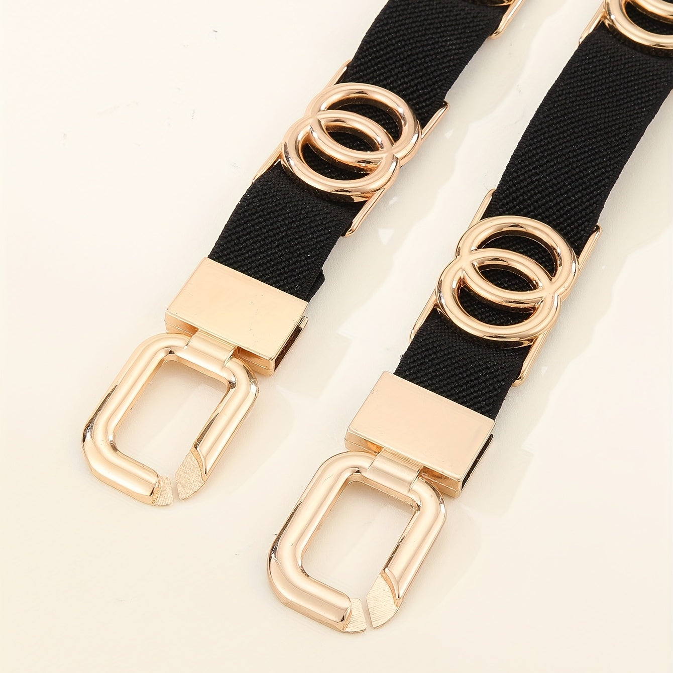 Golden Double Circle Elastic Belt Braided Thin Waistband for Women