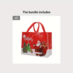 Christmas Cartoon Santa Snowman Non-woven Tote Bag