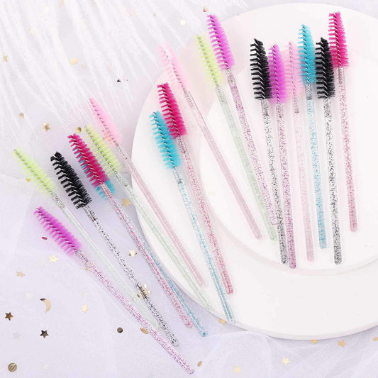 40-Pack Colorful Crystal Mascara Wands Eyelash Brush Spoolies