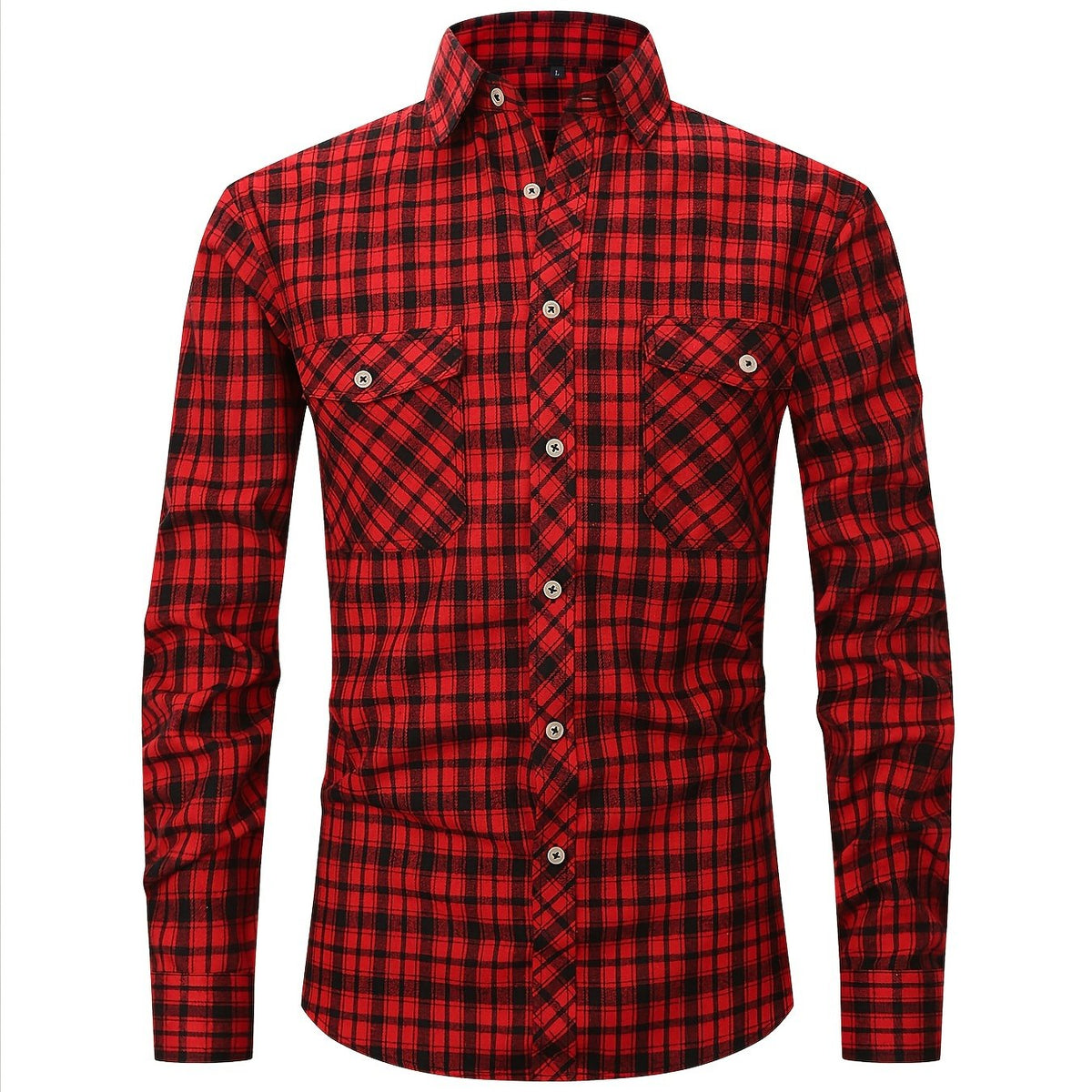 Men's Double Pocket Brushed Check Flannel Shirt
