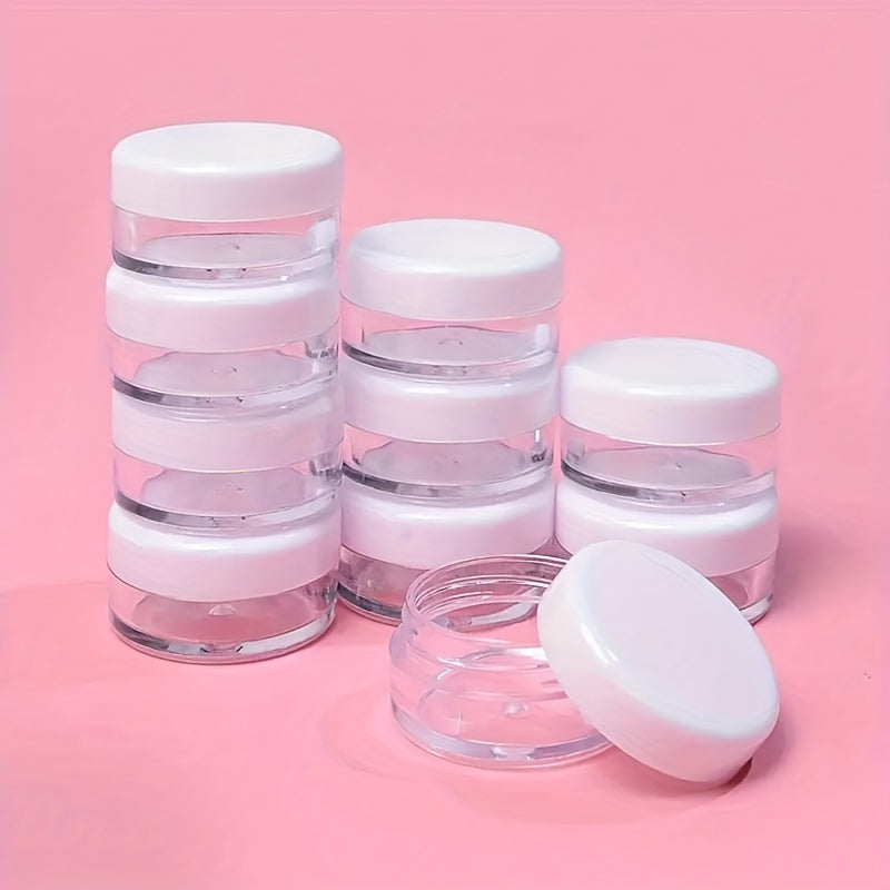 Clear Plastic Cosmetic Jars Purple Lids Travel Containers - 1