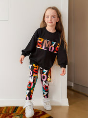 Girl's 2pcs Sweatshirt & Leggings Set Casual Outfits Kids Clothes