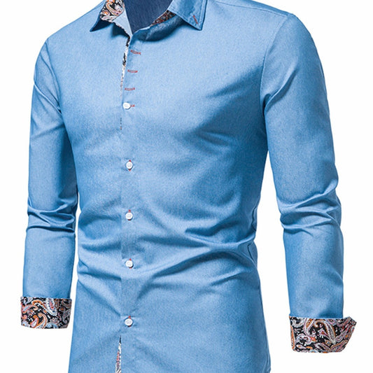 Men's Long Sleeve Denim Clash Shirt