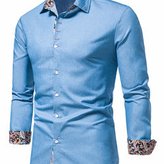 Men's Long Sleeve Denim Clash Shirt