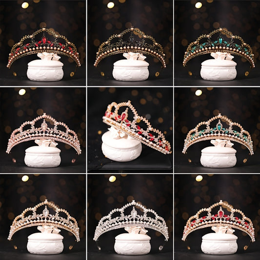 Vintage Gothic Antique Crown Tiara Headband With Rhinestone Crystals