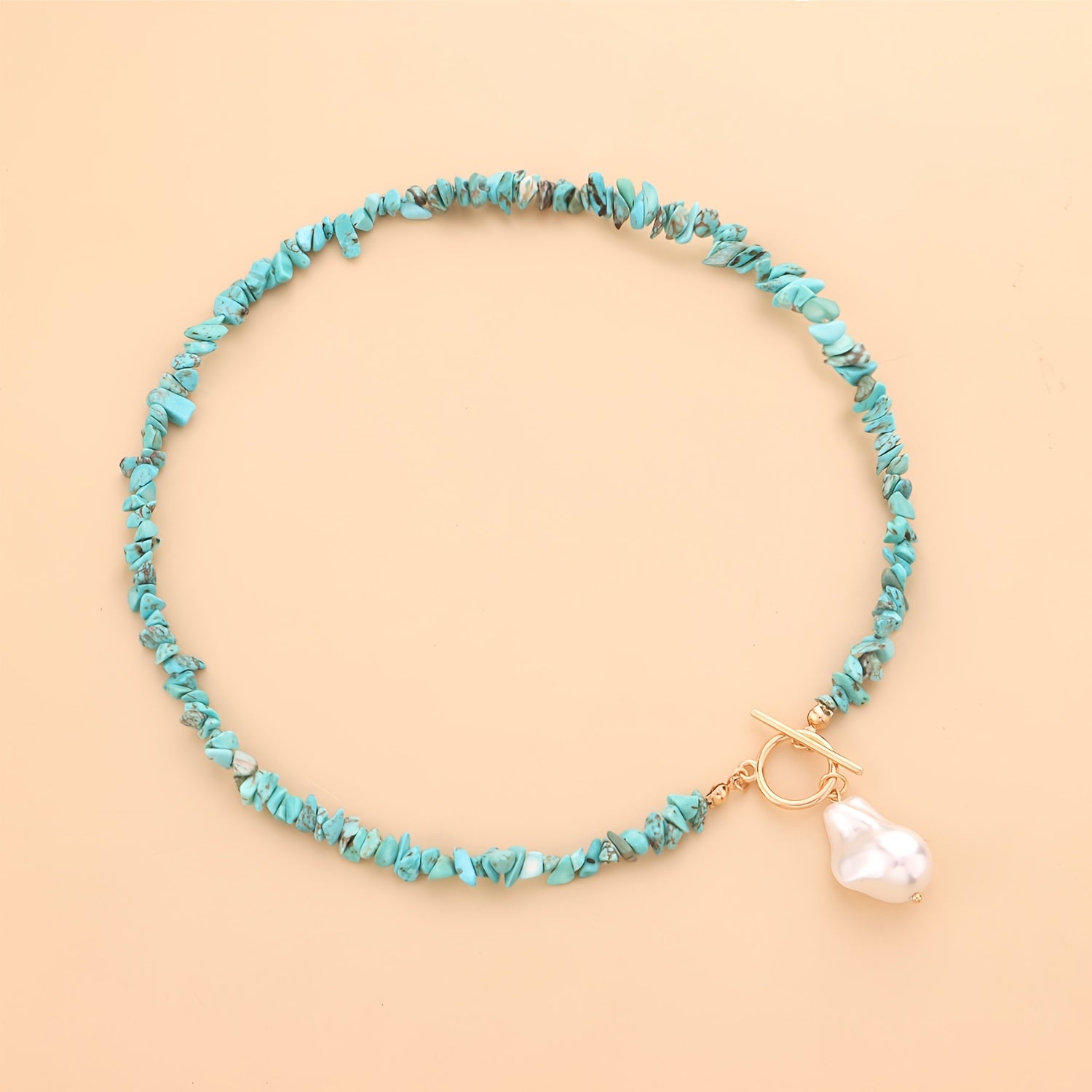 Vintage Pearl Pendant Turquoise Beaded Boho Ethnic Style Necklace