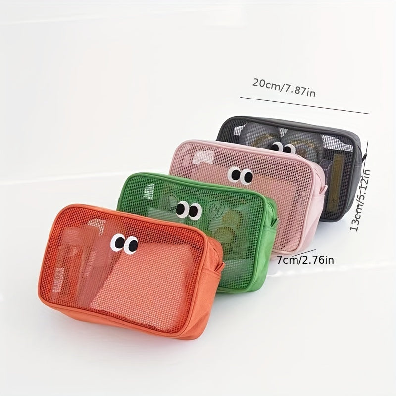 2pcs Cartoon Eyeball Makeup Bag Portable Organizer Women's Makeup Sundries